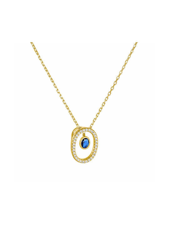 Necklace from Gold Plated Silver with Zircon