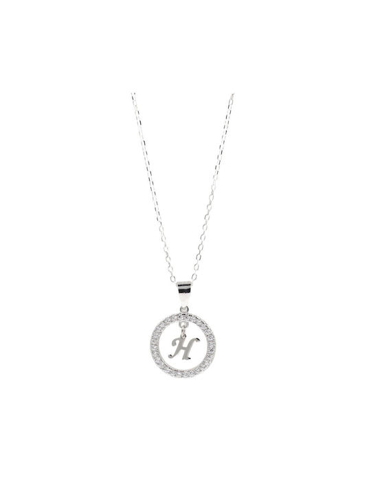 Q-Jewellery Necklace Monogram from Silver with Zircon