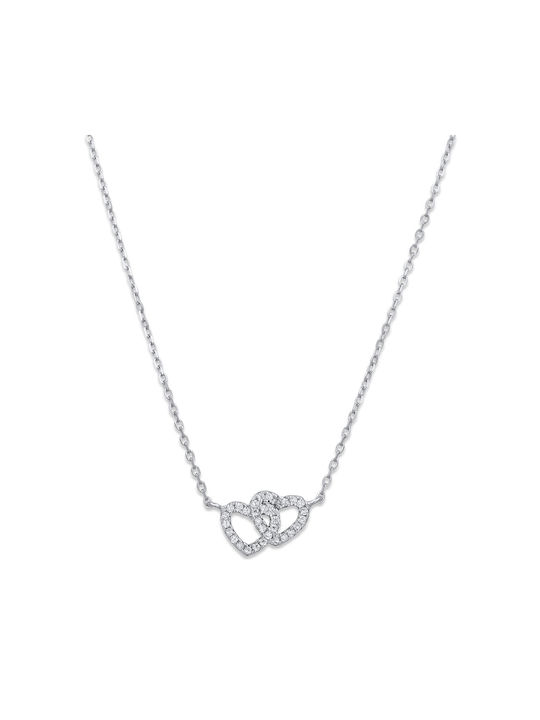 Necklace with design Heart from Silver with Zircon