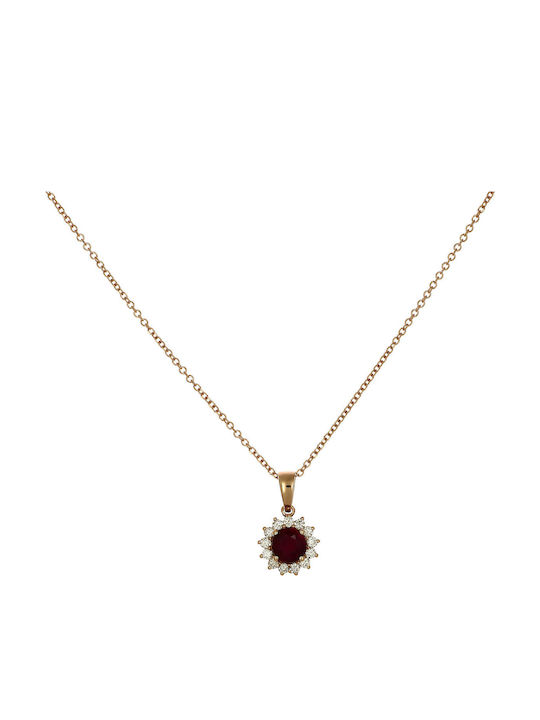 Rosette Necklace with Pink Gold Plating Burgundy