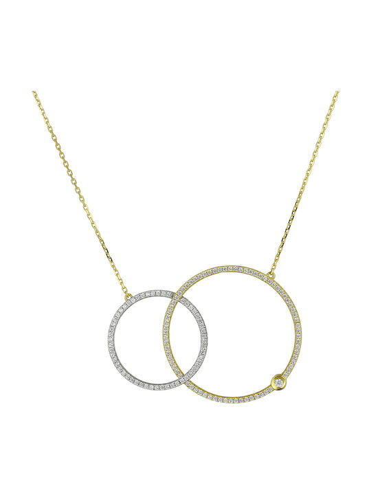 Necklace Geometric from Gold 14K with Zircon