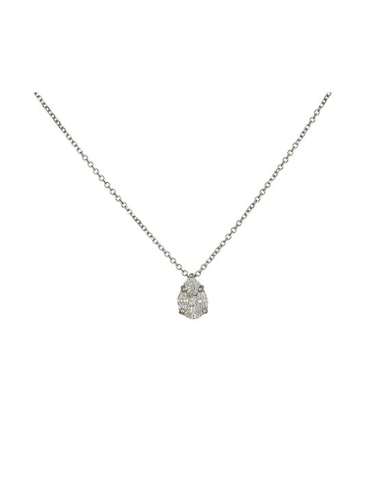 Necklace with design Tear from White Gold 18k with Diamond