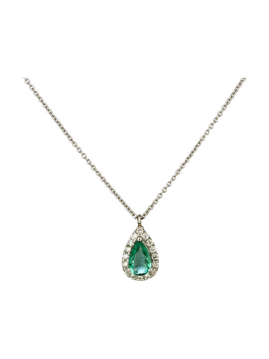 Necklace with design Tear from White Gold 18k