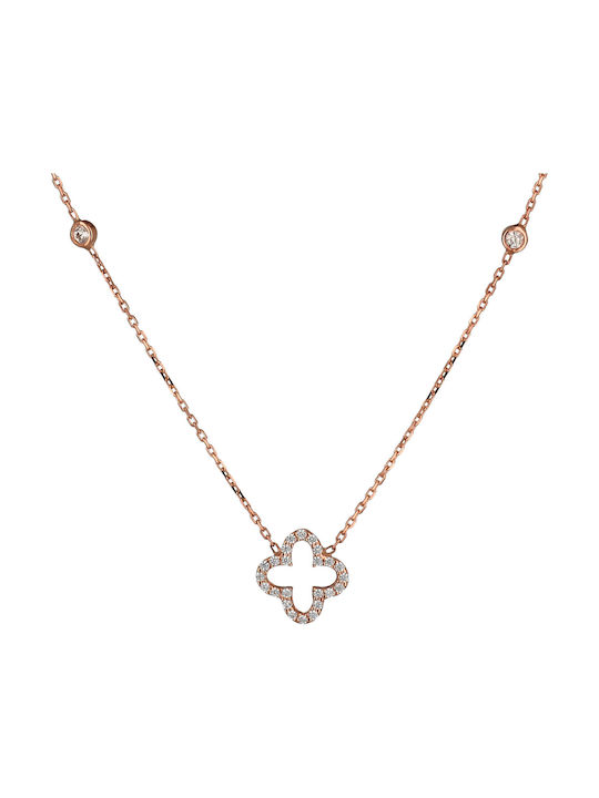 Necklace Double from Rose Gold 14K with Zircon