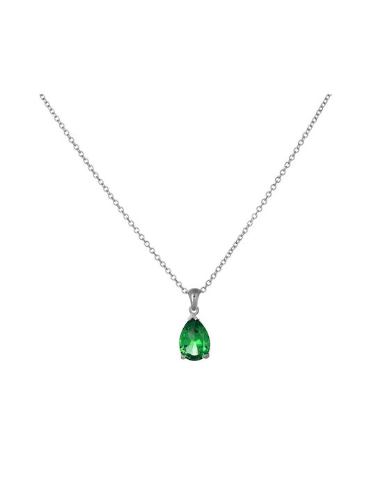 Necklace from White Gold 14K with Zircon