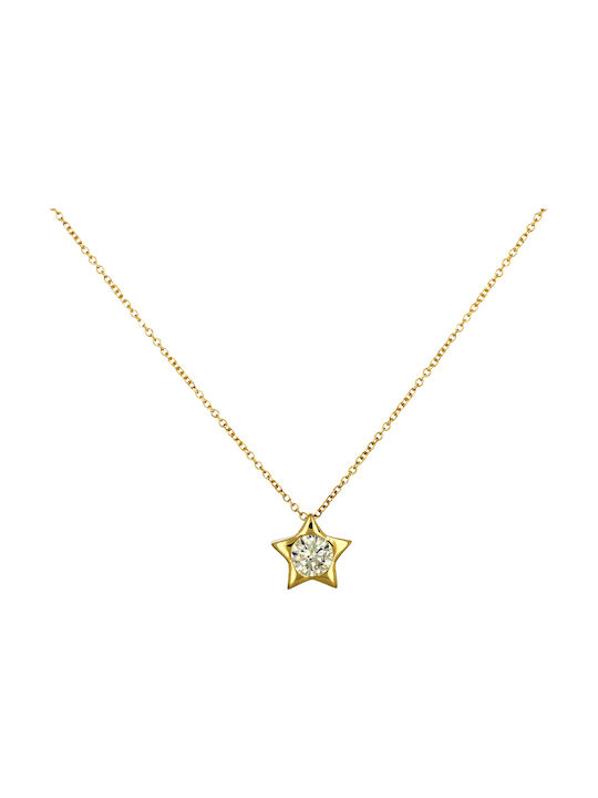 Necklace with design Star from Gold 14K with Zircon