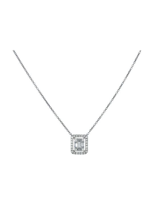 Colier Rosette din Aur Alb 18k cu Diamant