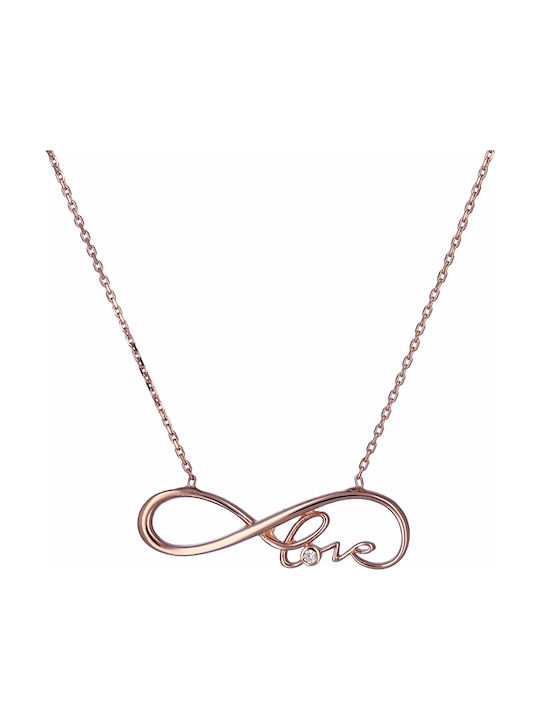 Necklace Infinity from Rose Gold 14K with Zircon