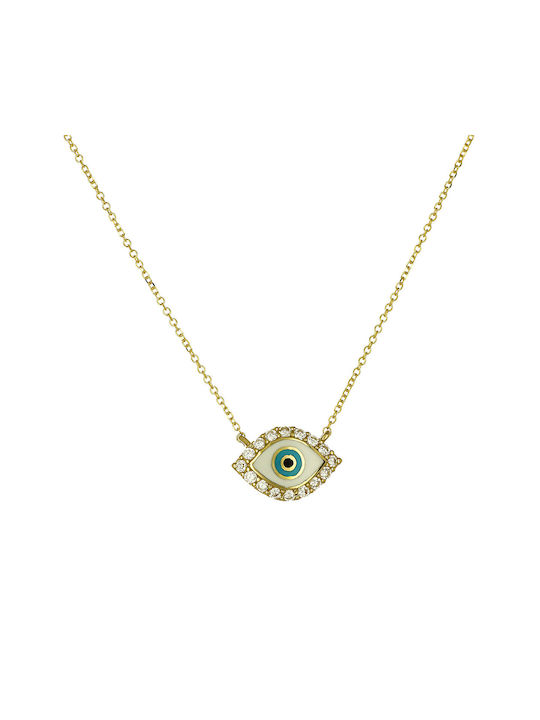 Necklace Eye from Gold 9 K with Zircon