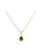 Necklace with design Tear from Gold Plated Silver with Zircon