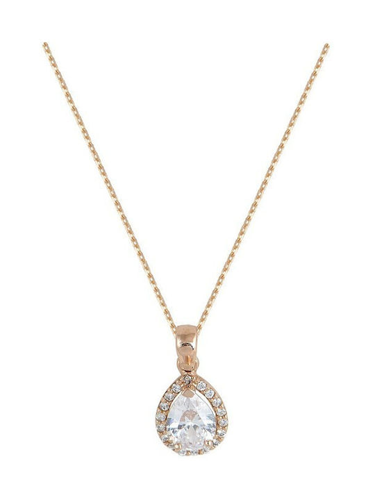 Necklace from Rose Gold 14K with Zircon