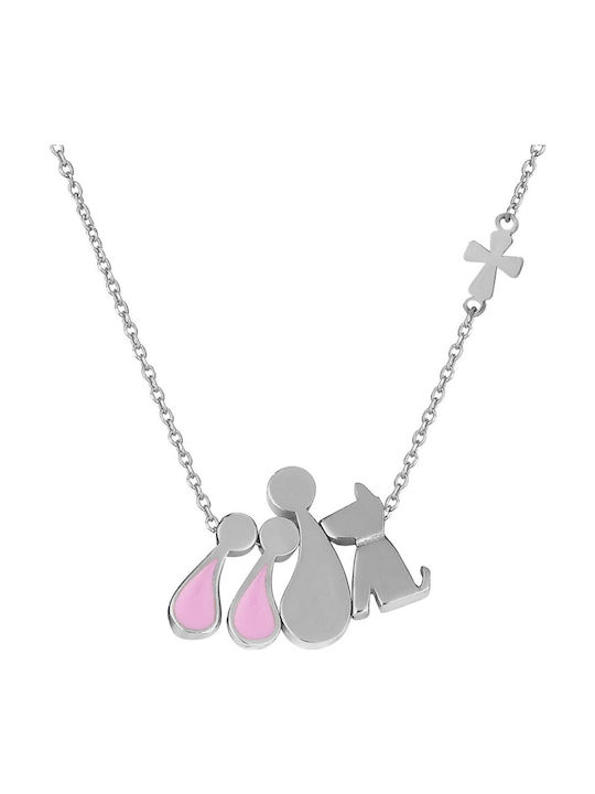 Verorama Colier Familie Din Argint Roz