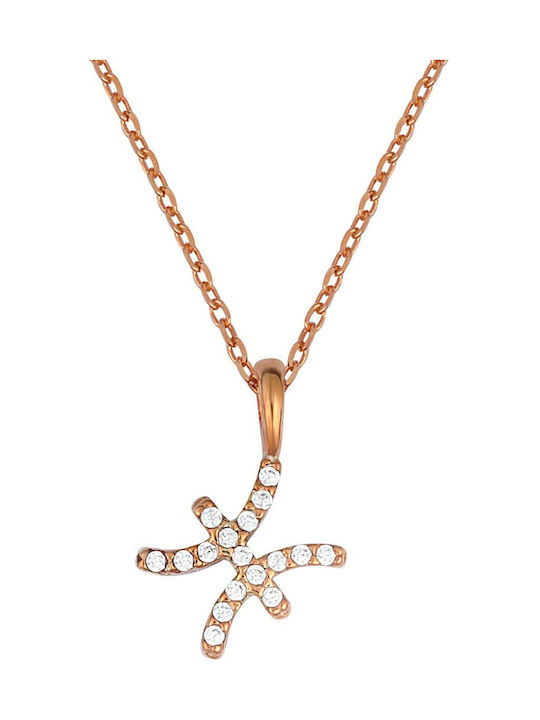 Necklace Zodiac Sign from Gold Plated Silver with Zircon