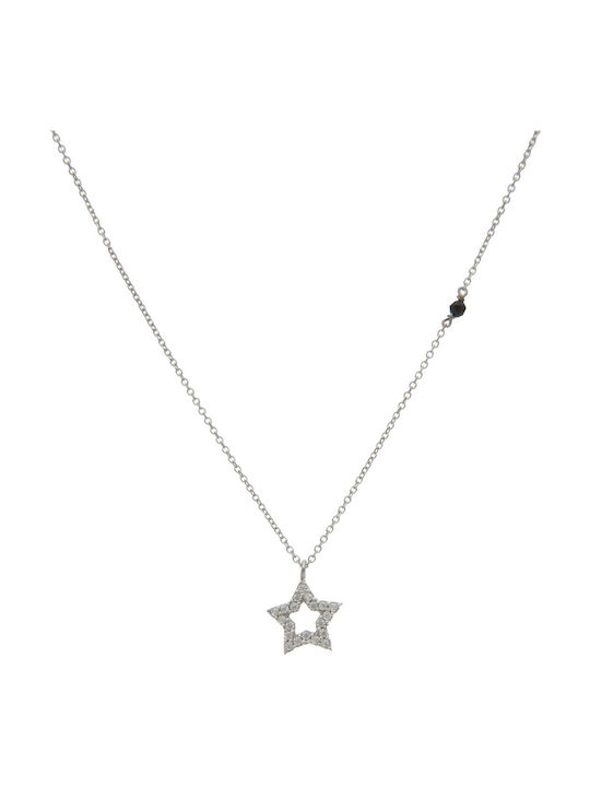 Necklace with design Star from White Gold 9 K