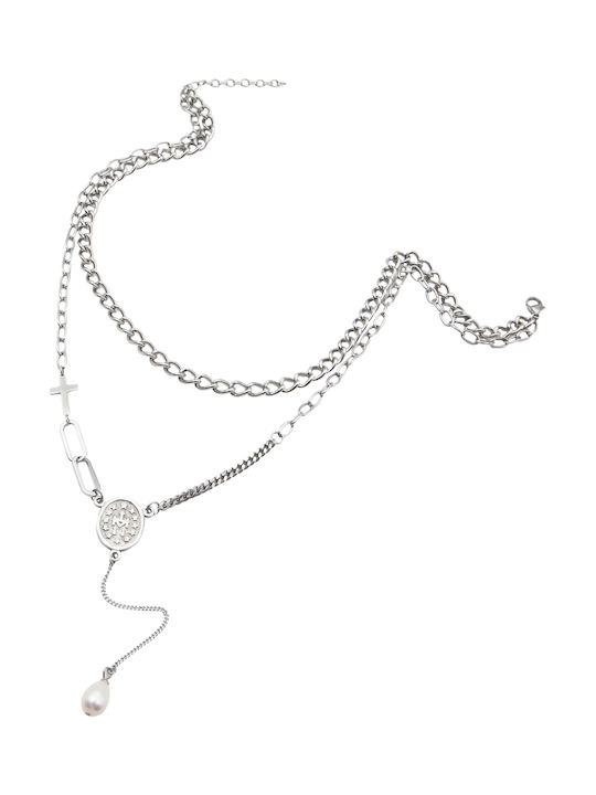 Silverline Double Necklace Made of Gold Plated Steel