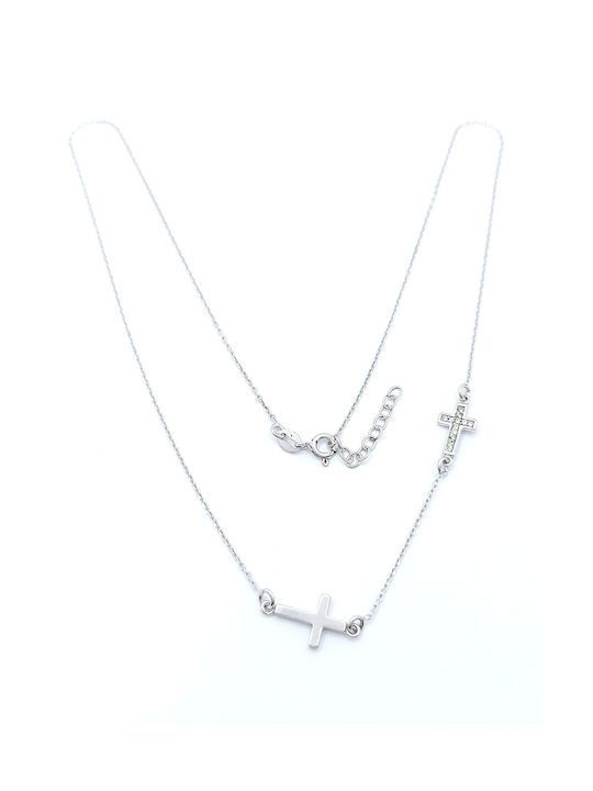PS Silver Halskette Doppelter aus Silber mit Zirkonia