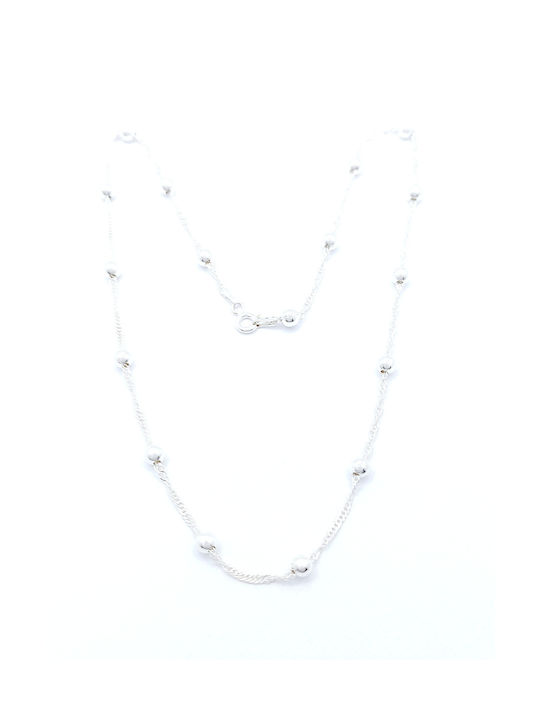 PS Silver Γυναικείο Κολιέ με Πέτρες από Ασήμι σε Λευκό χρώμα