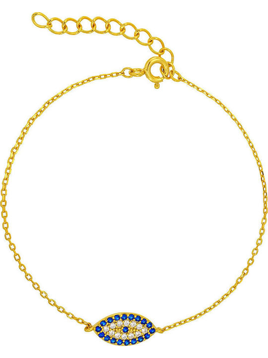 Ioannis Kosmima Women's Bracelet Chain with design Eye made of Silver Gold Plated