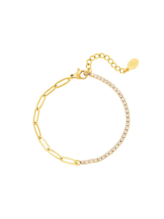 Bracelet made of Steel Gold Plated with Zircon