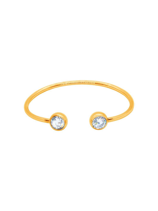 Bracelet Handcuffs made of Steel Gold Plated with Zircon