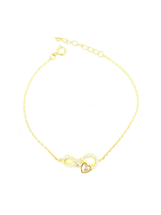 Bracelet Chain with design Infinity made of Silver Gold Plated