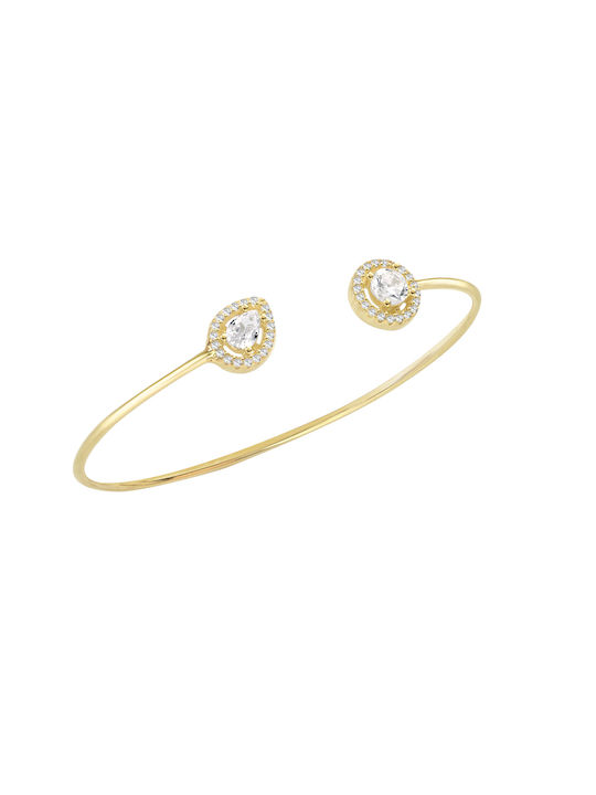 Bracelet Handcuffs made of Silver Gold Plated with Zircon