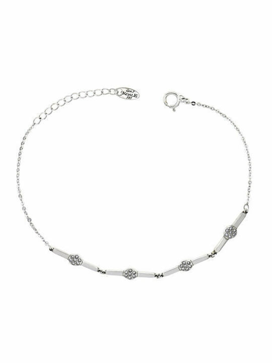 Bracelet Chain made of White Gold 14K with Zircon