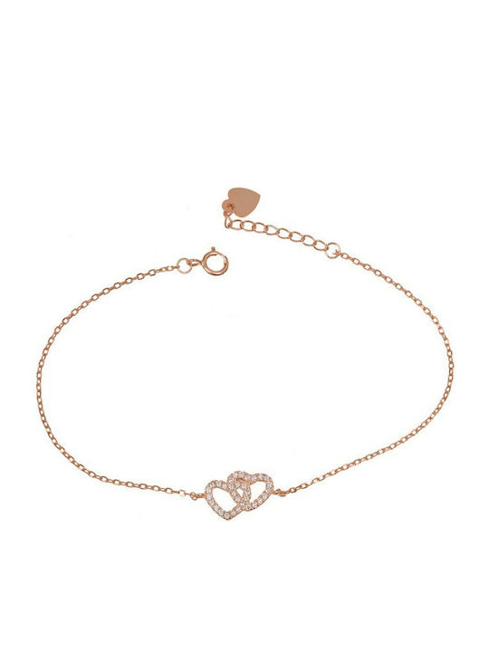 Bracelet Chain with design Heart made of Silver Gold Plated