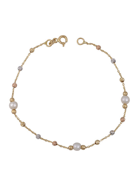 Bracelet Chain made of Gold 14K with Pearls