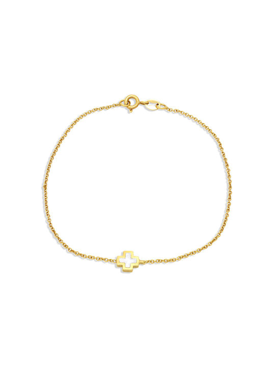 Bracelet Chain with Cross design made of Gold 14K