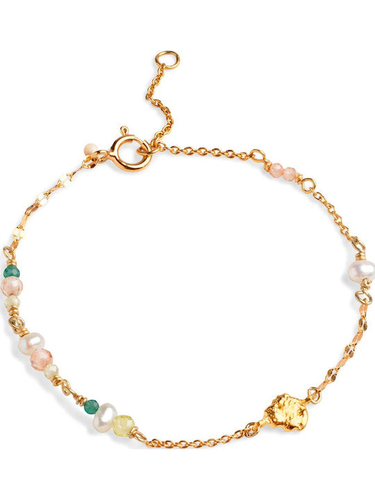 Enamel Copenhagen Damen Armband Kette aus Silber Vergoldet mit Perlen