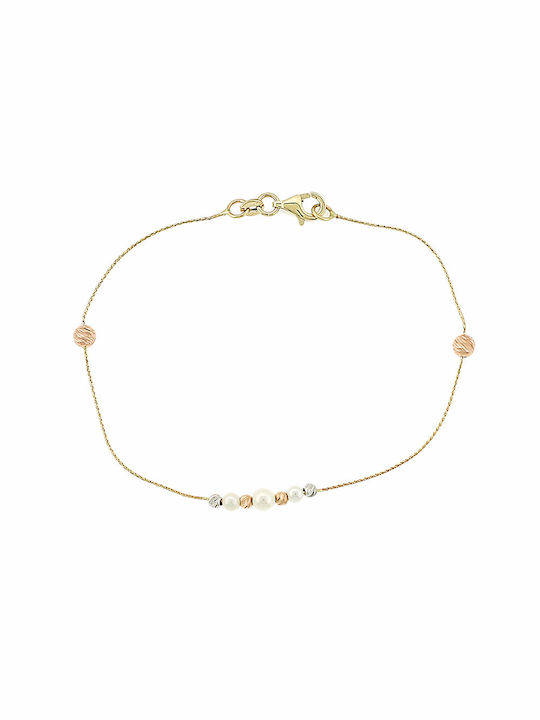 Ortaxidis Bracelet Chain made of Gold 14K with Pearls