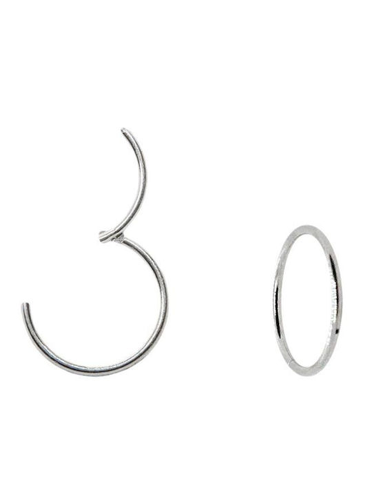 Piercing.gr Clicker 0.8mm Σκουλαρίκι Clicker από Ατσάλι 10mm Ασημί