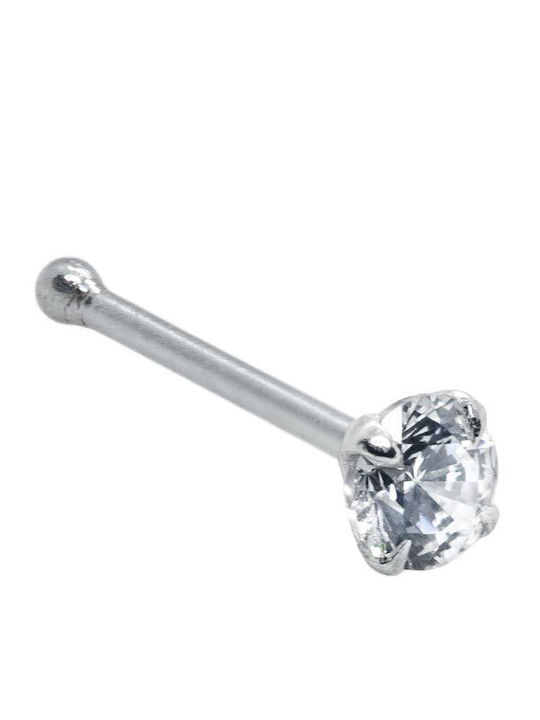 Piercing.gr Ohrring Stift Nase aus Silber 0,6mm Weiß