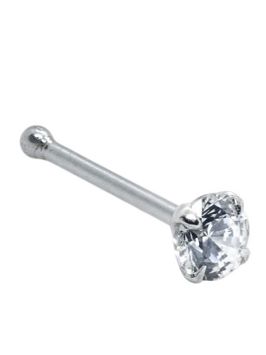 Piercing.gr Σκουλαρίκι Μπάρα Μύτης από Ατσάλι 0.8mm Ασημί