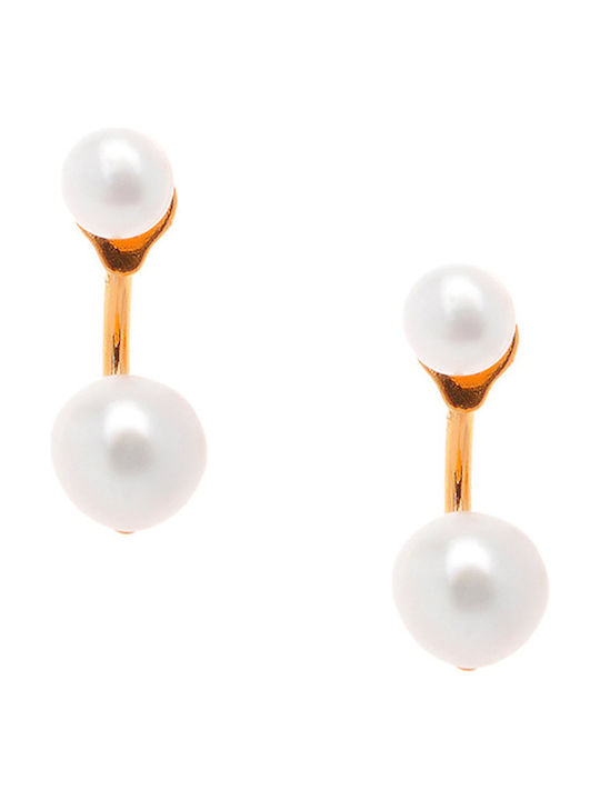 Makita Earrings Ear Jackets made of Silver Gold Plated with Pearls