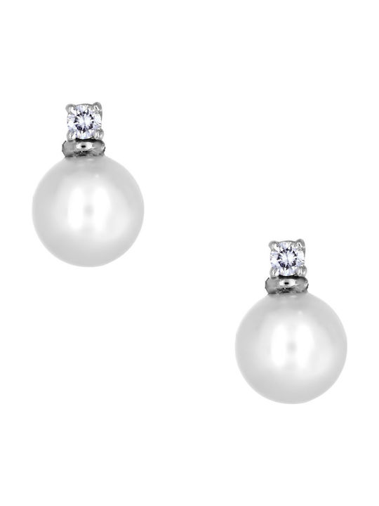 Earrings Pendants made of Platinum with Diamond & Pearls