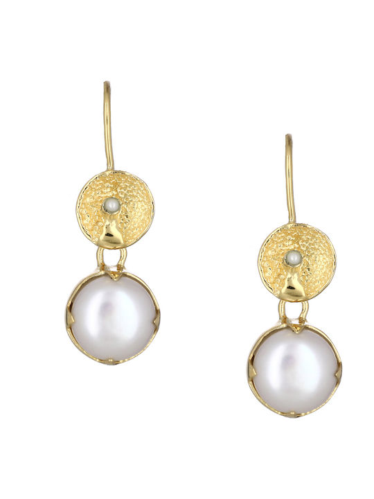 Earrings Pendants made of Silver Gold Plated with Pearls