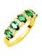 Women's Gold Half Eternity Ring with Zircon 14K