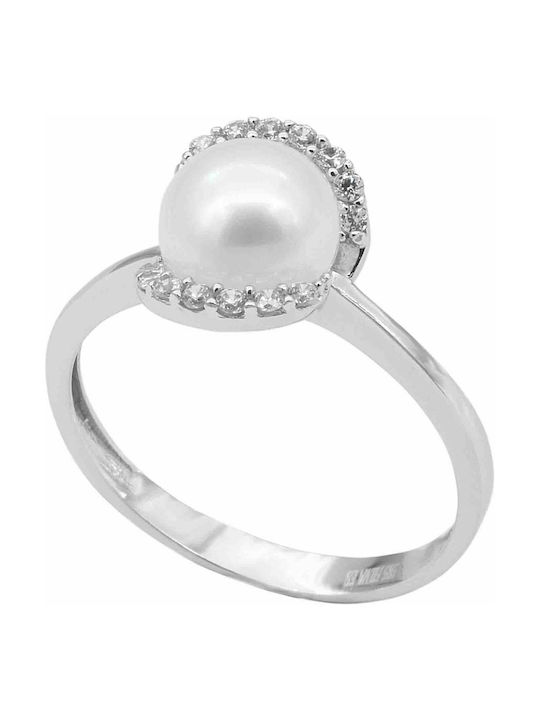 Women's White Gold Ring with Stone 14K