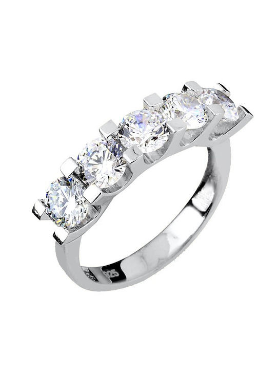 Women's Silver Half Eternity Ring with Zircon