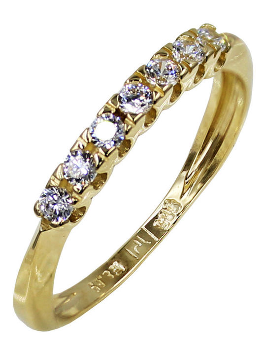 Roloi Kaliamanis Damen Ring Halbring mit Zirkonia aus Gold 14K