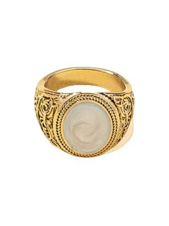 Women's Gold Plated Brass Ring with Stone