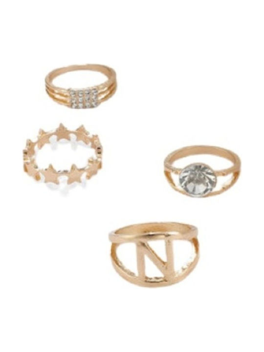 Set Women's Rings Gold Plated