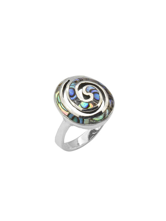 Women's Gold Plated Silver Ring Abalon