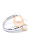 Margaritari Ring with Pearls & Diamond made of White gold 18K