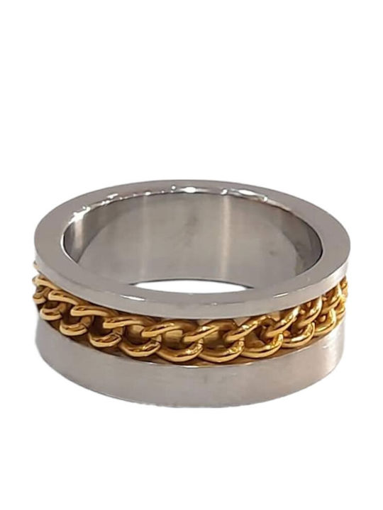 BD Jewelery Bd Jewelery Ανδρικό Δαχτυλίδι Βέρα από Ατσάλι Επιχρυσωμένο