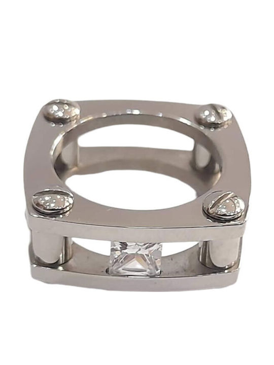 BD Jewelery Ring with Zircon made of Steel Gold Plated