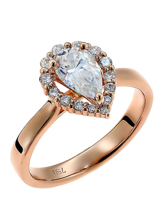 Дамски Пръстен с Диамант от Розово злато 18K