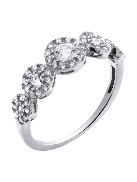 Women's White Gold Half Eternity Ring with Zircon 14K